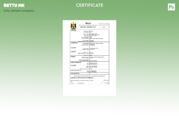 модерен стил Ирак од витално значење за умрениот шаблон Word и PDF шаблон